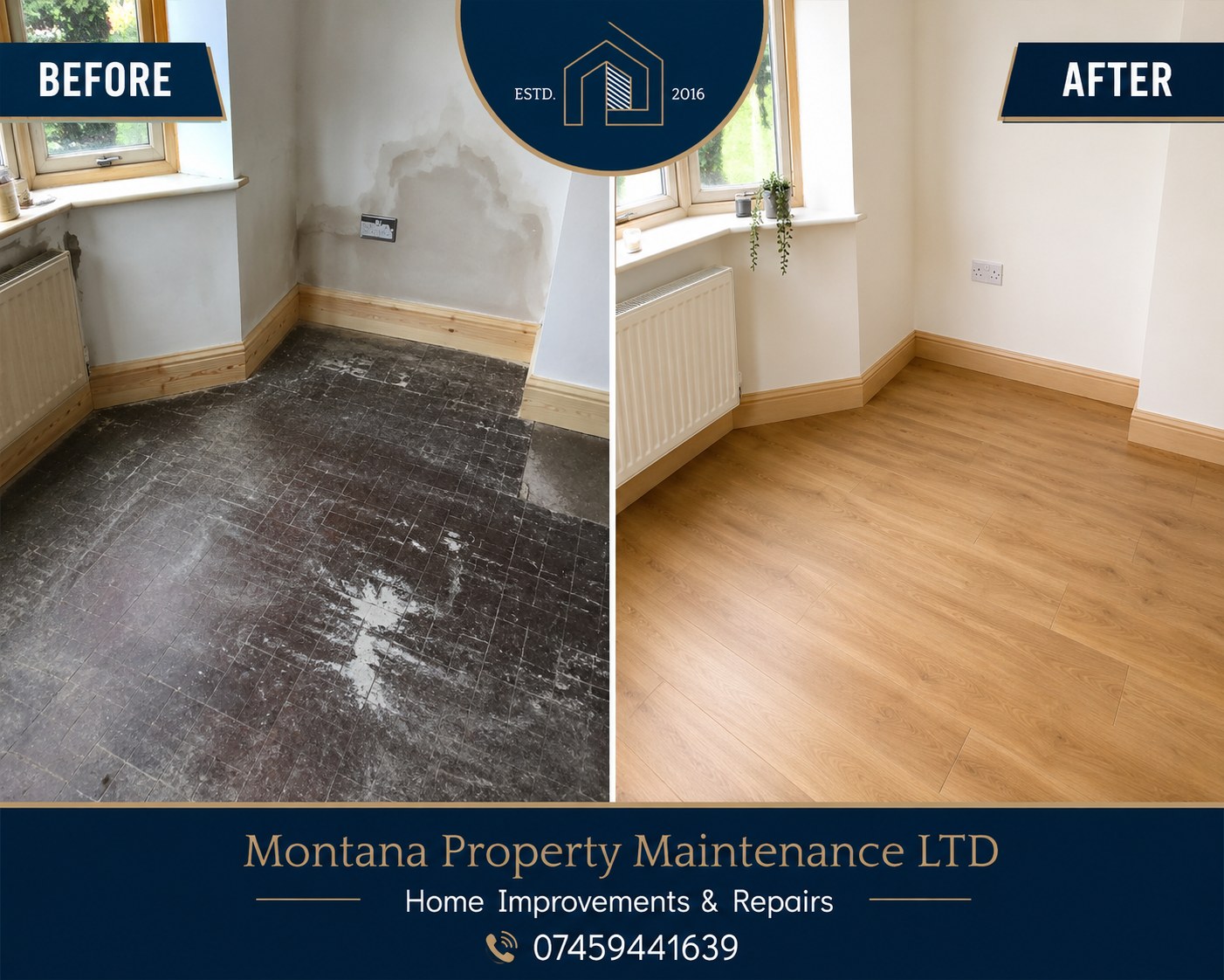 Flooring and skirting transformation before and after